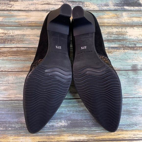 Brunate Womens Black Suede Pumps Heels Size 7-7.5M Handmade Pointed Toe Formal - Picture 7 of 13